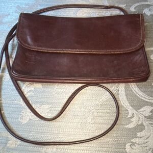 Vintage Fendi SAS Roma Brown Leather Crossbody Bag Italy